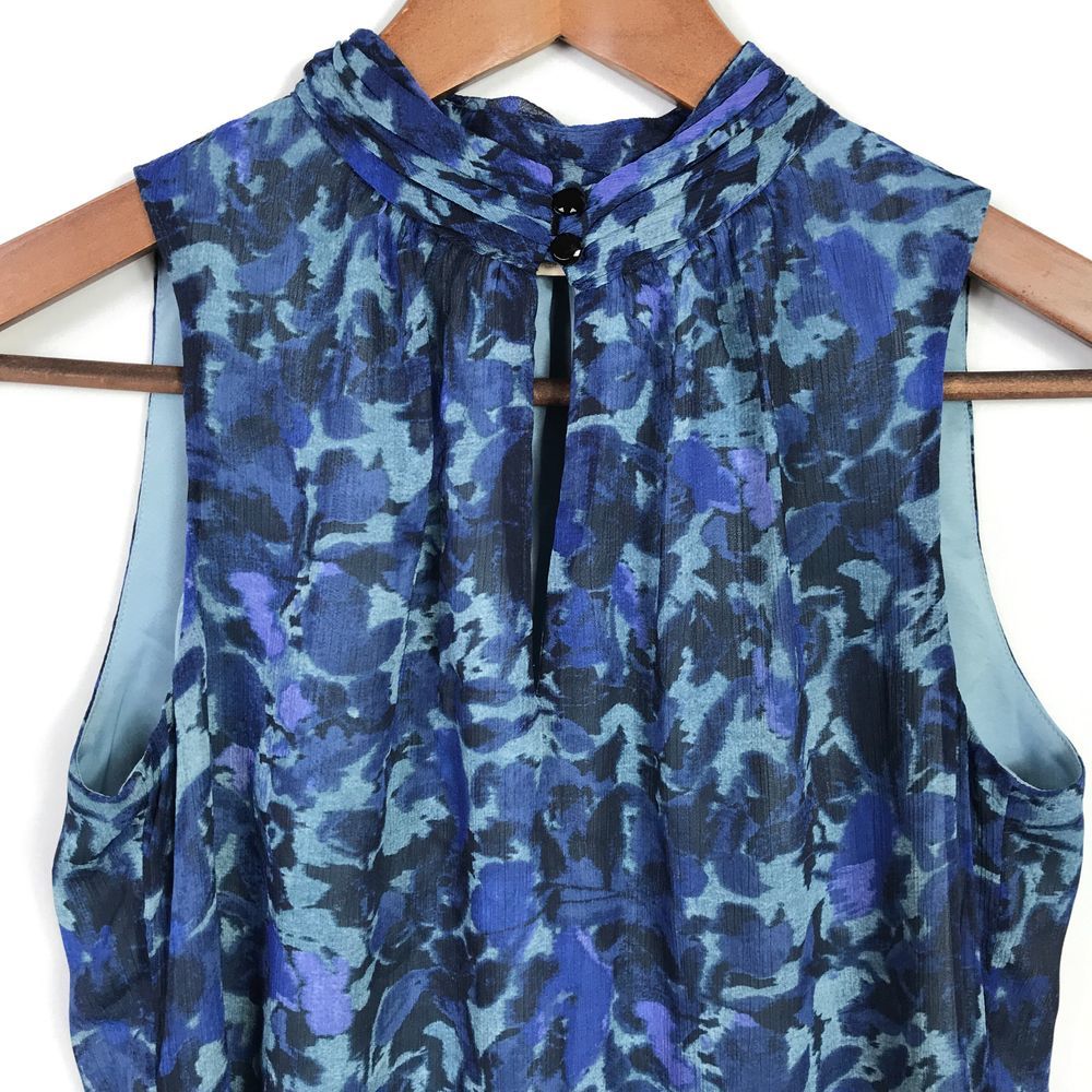 Banana Republic Blue Camouflage Sleeveless Blouse - Picture 2 of 6